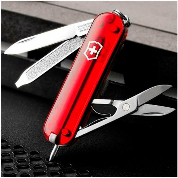 CANIVETE VICTORINOX SIGNATURE 7F VERMELHO TRANSLUCIDO