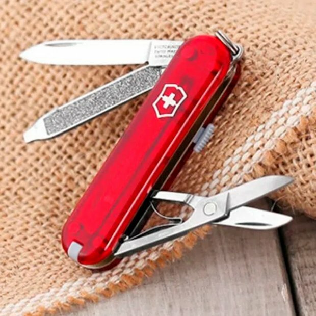 CANIVETE VICTORINOX SIGNATURE 7F VERMELHO TRANSLUCIDO